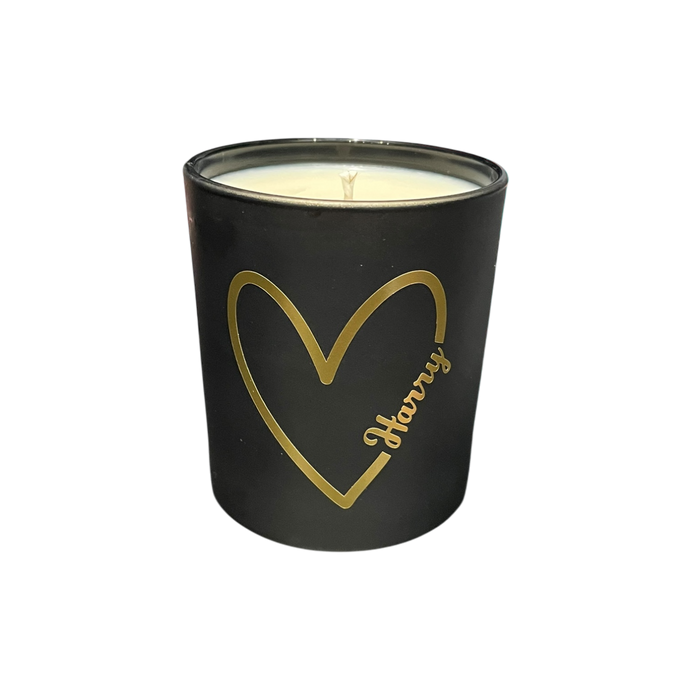 Soy Wax Scented Candle - Personalised Heart - black