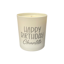 Load image into Gallery viewer, Soy Wax Scented Candle - Personalised Happy Birthday - white
