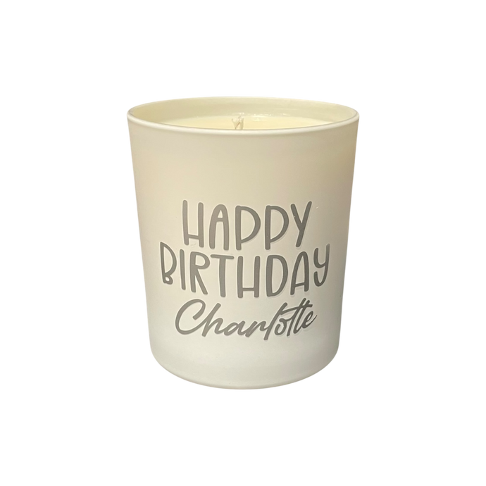 Soy Wax Scented Candle - Personalised Happy Birthday - white