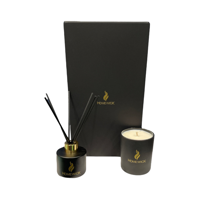 Soy Wax Scented Candle & Diffuser Gift Set - Black