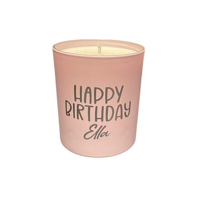 Soy Wax Scented Candle - Personalised Happy Birthday - pink