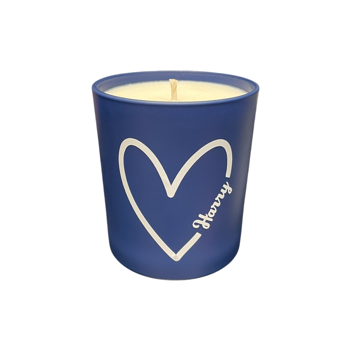 Soy Wax Scented Candle - Personalised Heart - blue